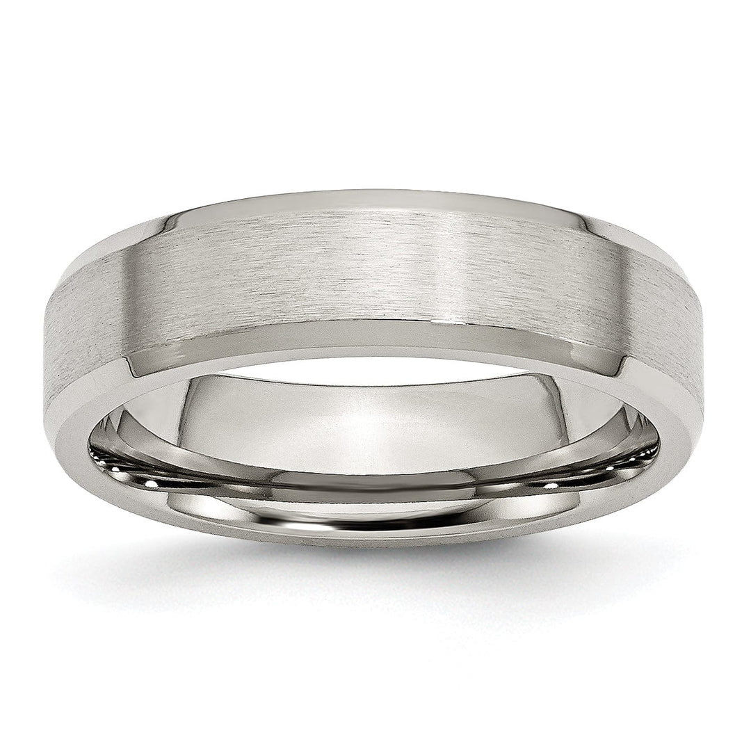 Bridal Ring Stainless Steel Beveled Edge Brushed Polished Band