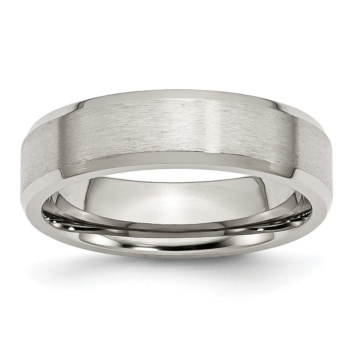 Bridal Ring Stainless Steel Beveled Edge Brushed Polished Band