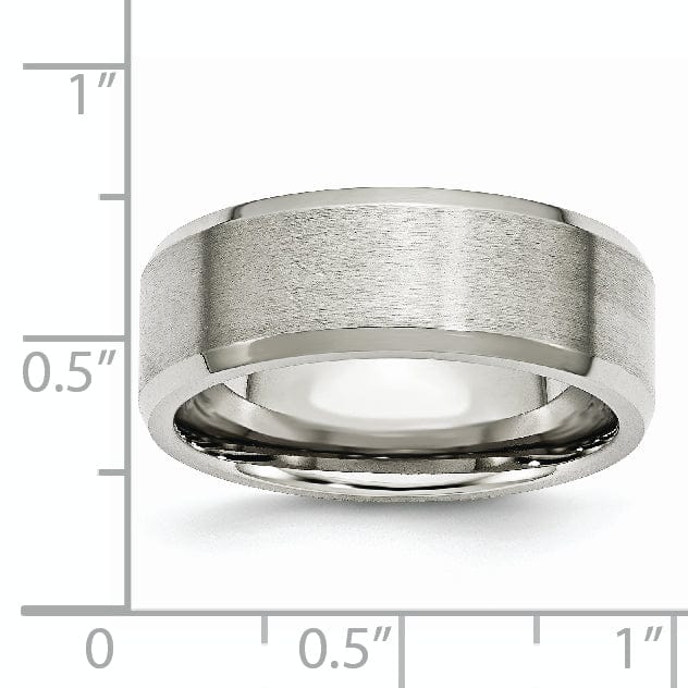 Bridal Ring Stainless Steel Beveled Edge Brushed Polished Band