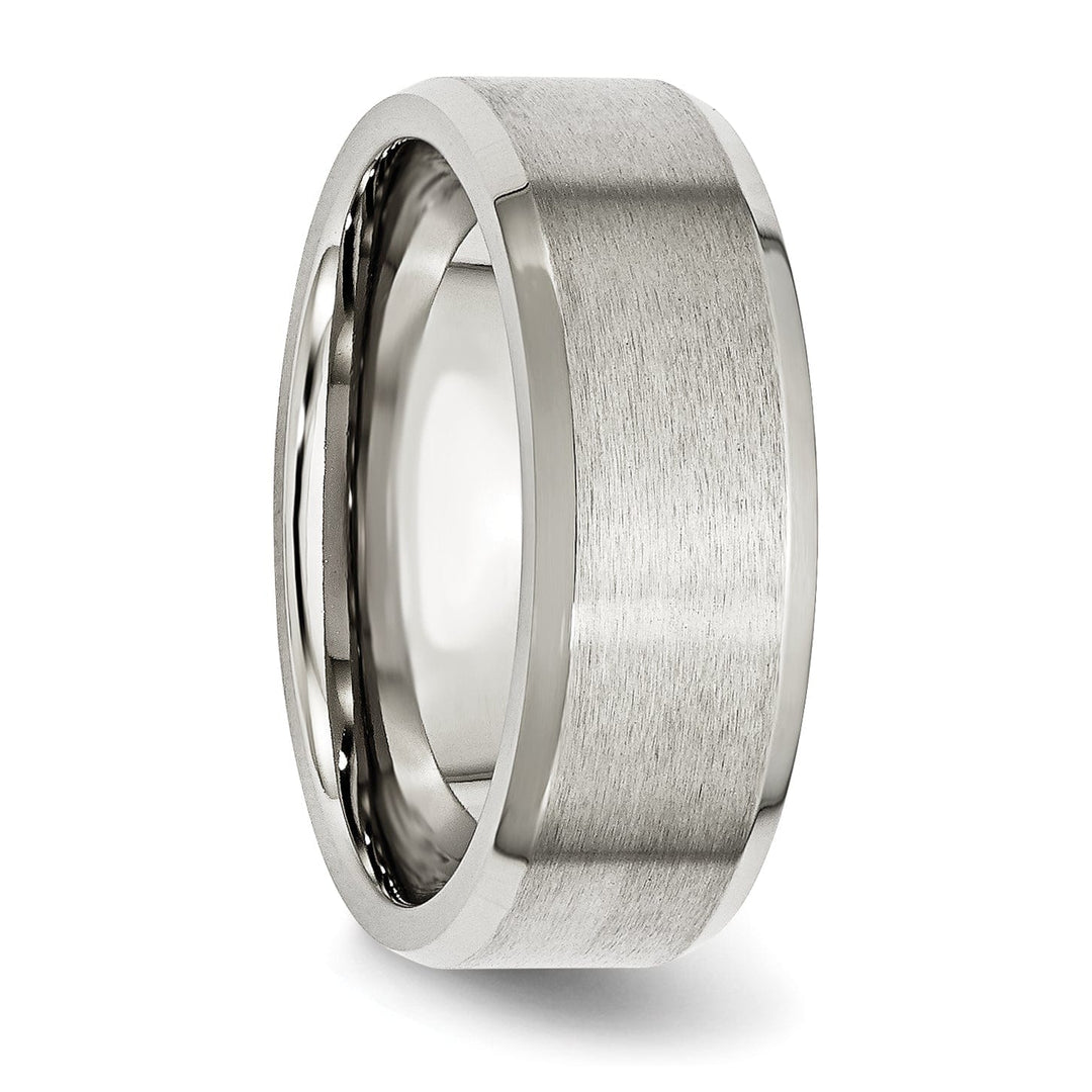Bridal Ring Stainless Steel Beveled Edge Brushed Polished Band