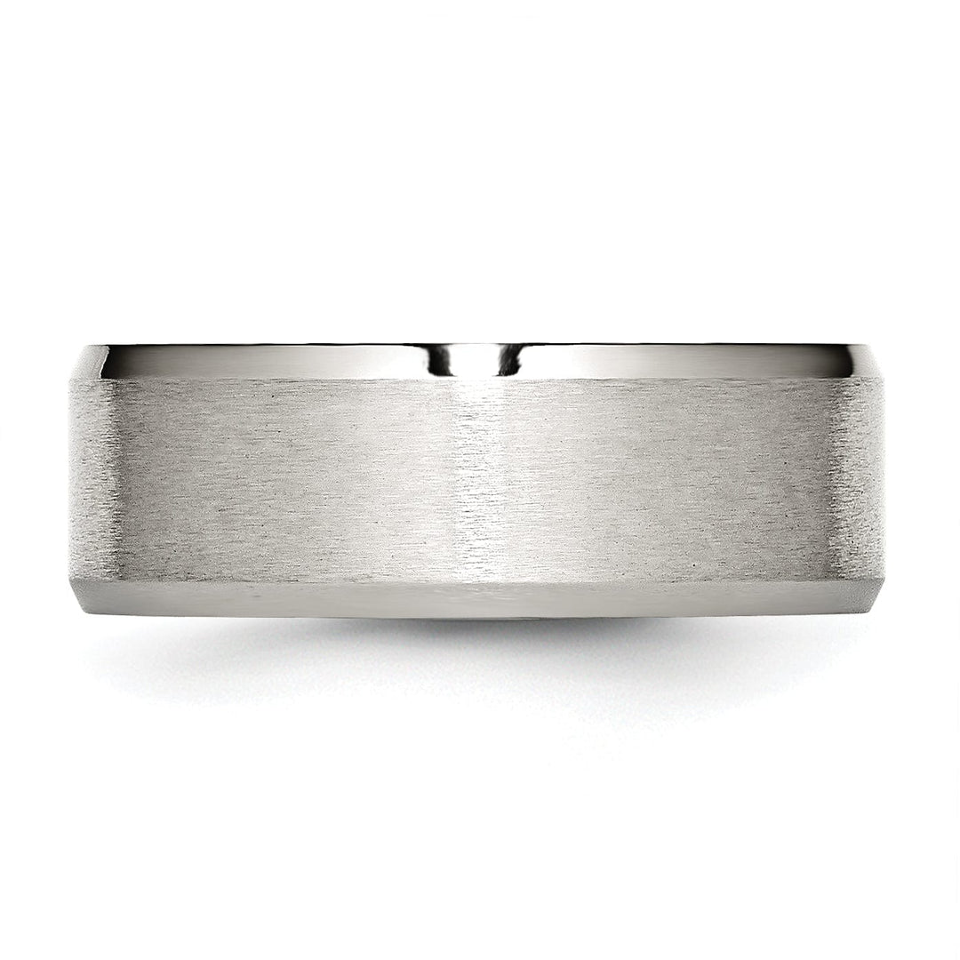Bridal Ring Stainless Steel Beveled Edge Brushed Polished Band