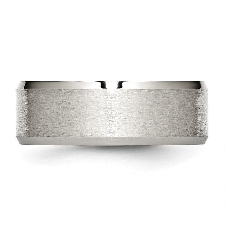 Bridal Ring Stainless Steel Beveled Edge Brushed Polished Band