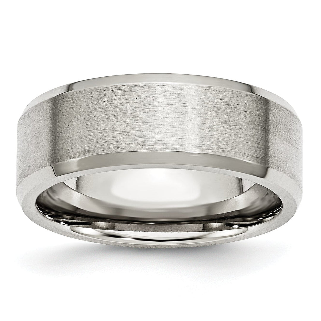 Bridal Ring Stainless Steel Beveled Edge Brushed Polished Band