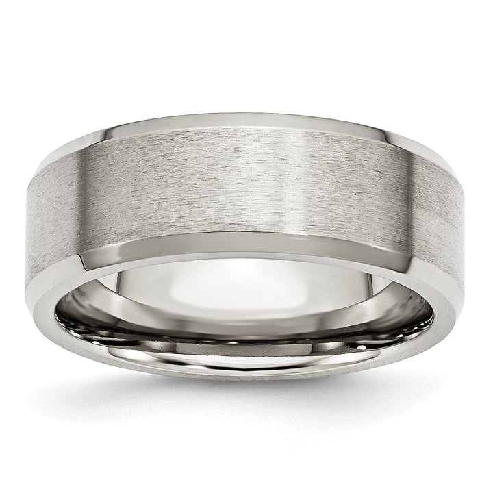 Bridal Ring Stainless Steel Beveled Edge Brushed Polished Band
