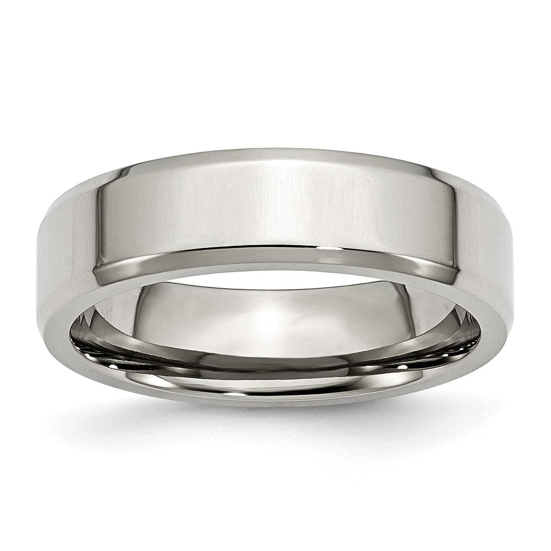 Bridal Ring Stainless Steel Beveled Edge Polished Band
