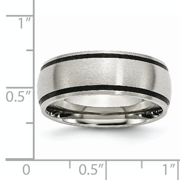 Bridal Ring Stainless Steel Black Accent 8MM Satin Band