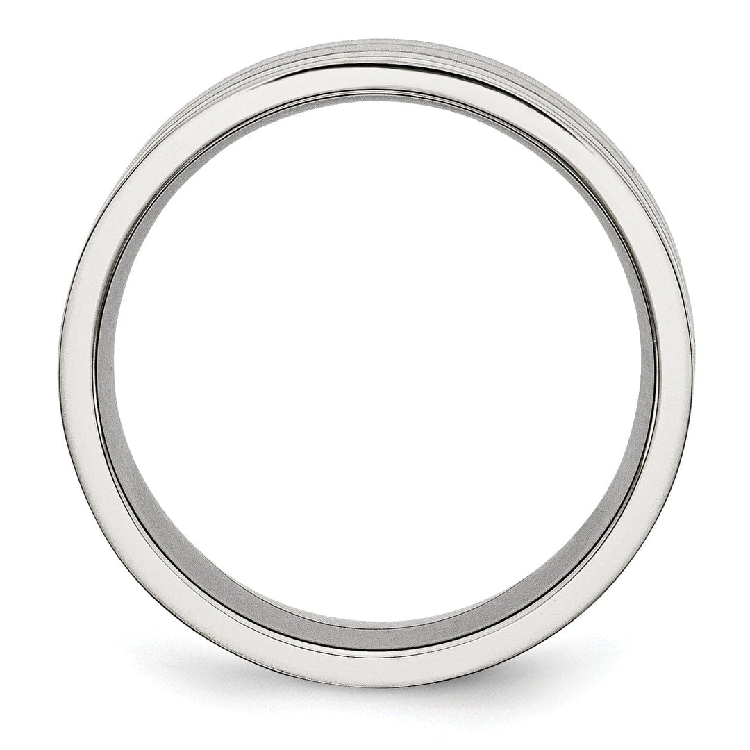 Bridal Ring Stainless Steel Flat Satin Polished Grooved Band