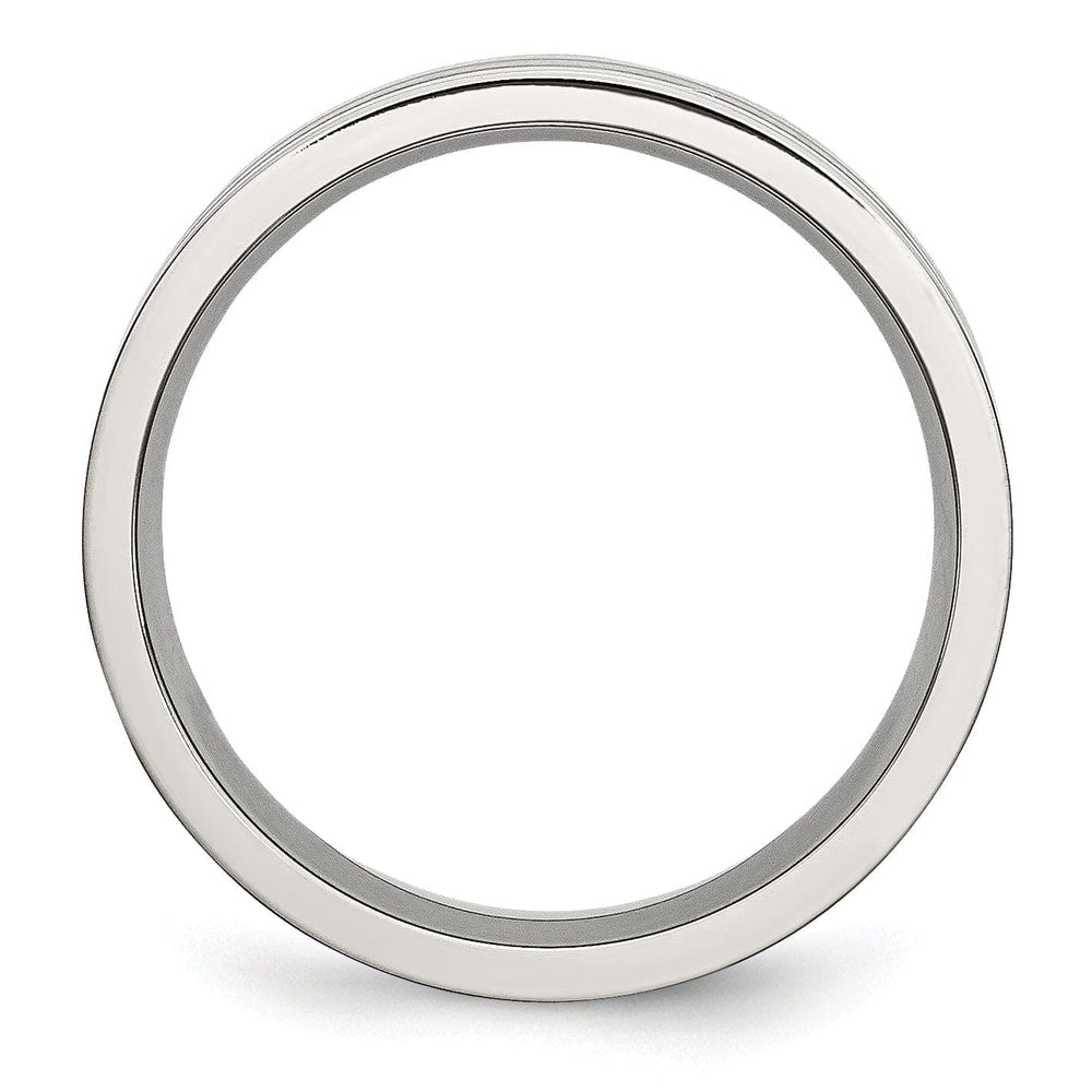 Bridal Ring Stainless Steel Flat Satin Polished Grooved Band