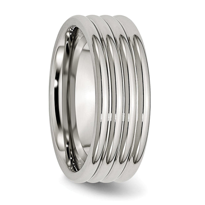 Bridal Ring Stainless Steel Grooved 8MM Polished Band