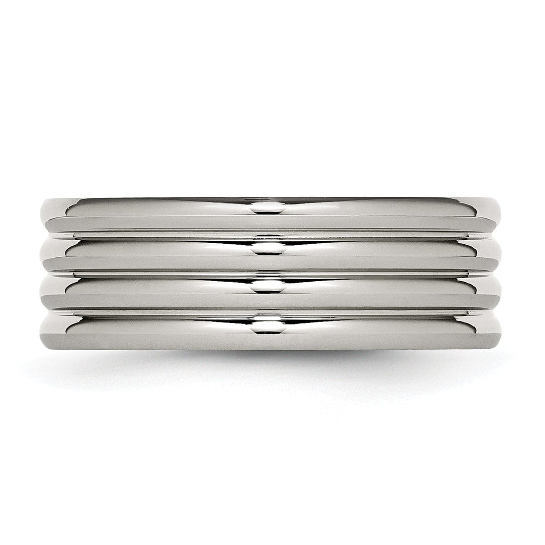 Bridal Ring Stainless Steel Grooved 8MM Polished Band