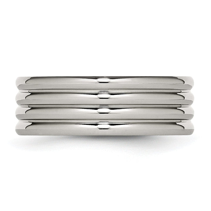 Bridal Ring Stainless Steel Grooved 8MM Polished Band
