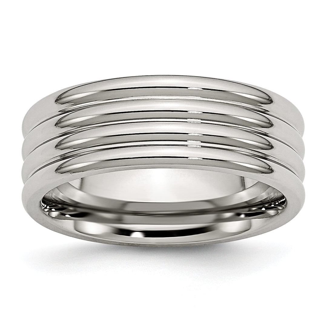 Bridal Ring Stainless Steel Grooved 8MM Polished Band