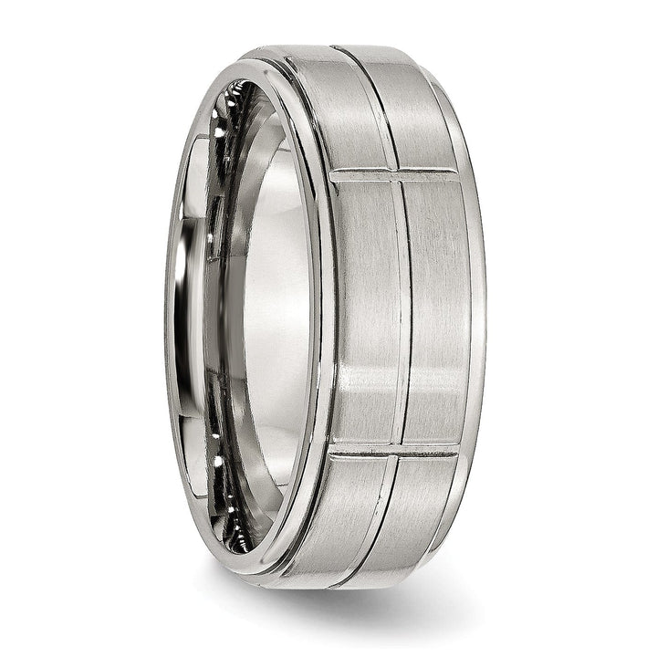Bridal Ring Stainless Steel Grooved 8MM Satin Polished Band