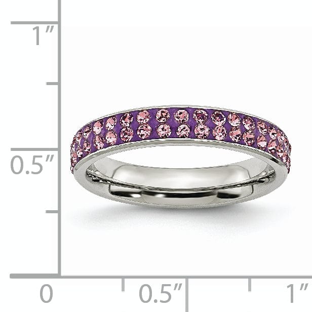 Chisel Ring Stainless Steel Light Purple Crystal Ring