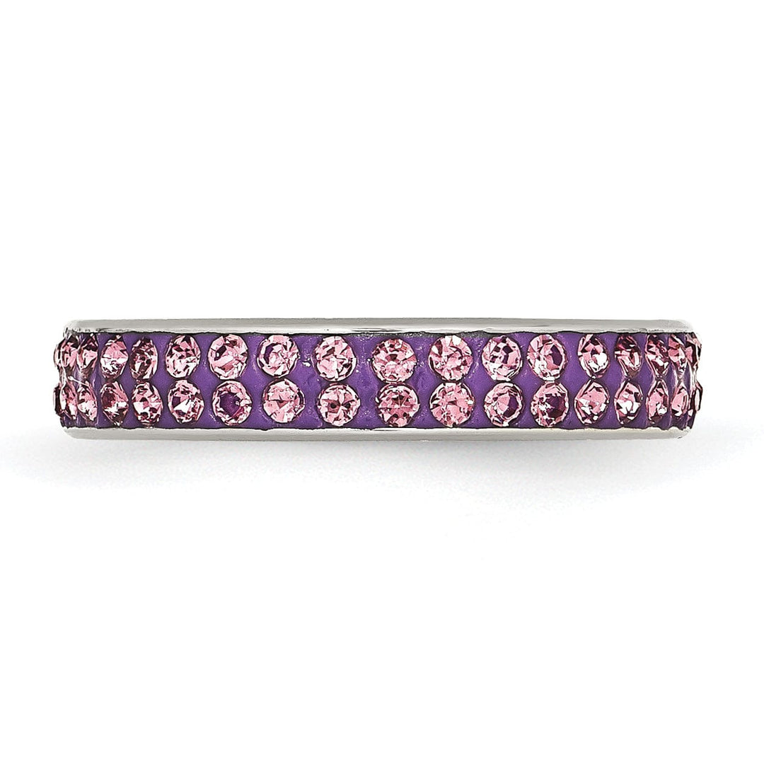 Chisel Ring Stainless Steel Light Purple Crystal Ring