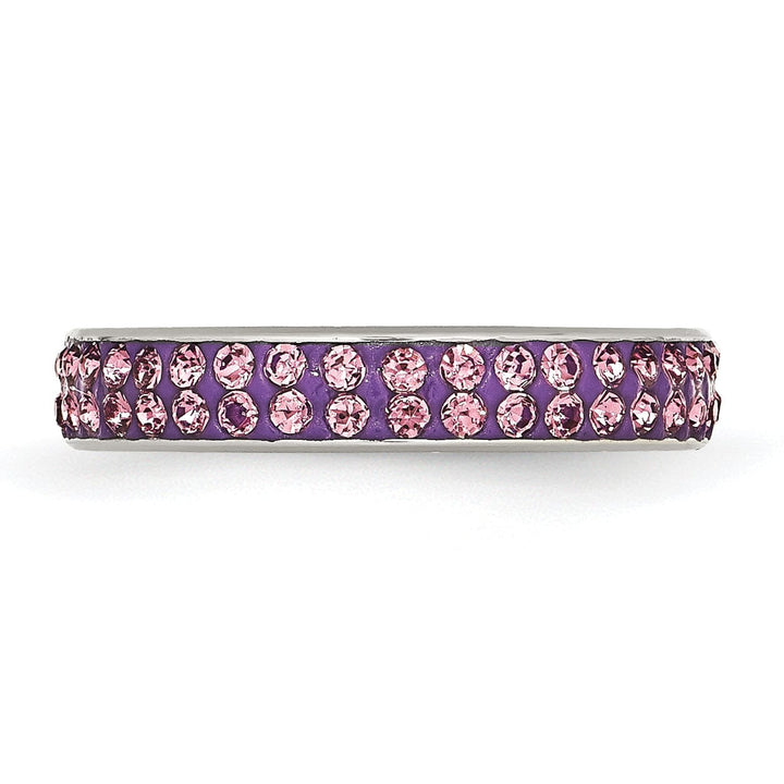 Chisel Ring Stainless Steel Light Purple Crystal Ring