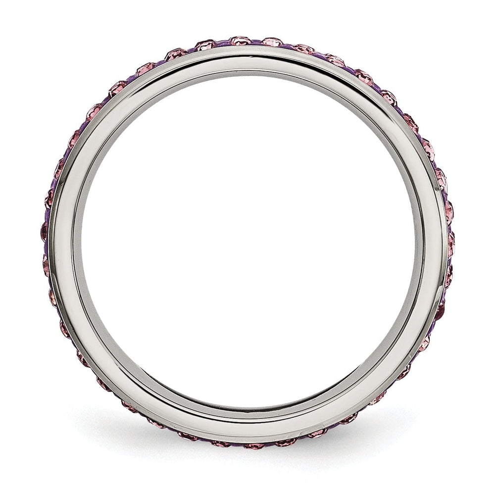 Chisel Ring Stainless Steel Light Purple Crystal Ring