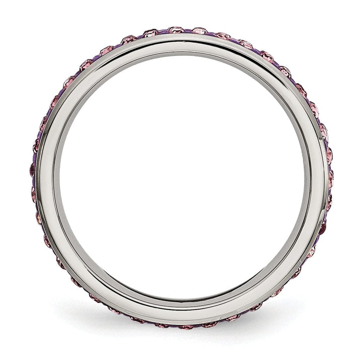 Chisel Ring Stainless Steel Light Purple Crystal Ring