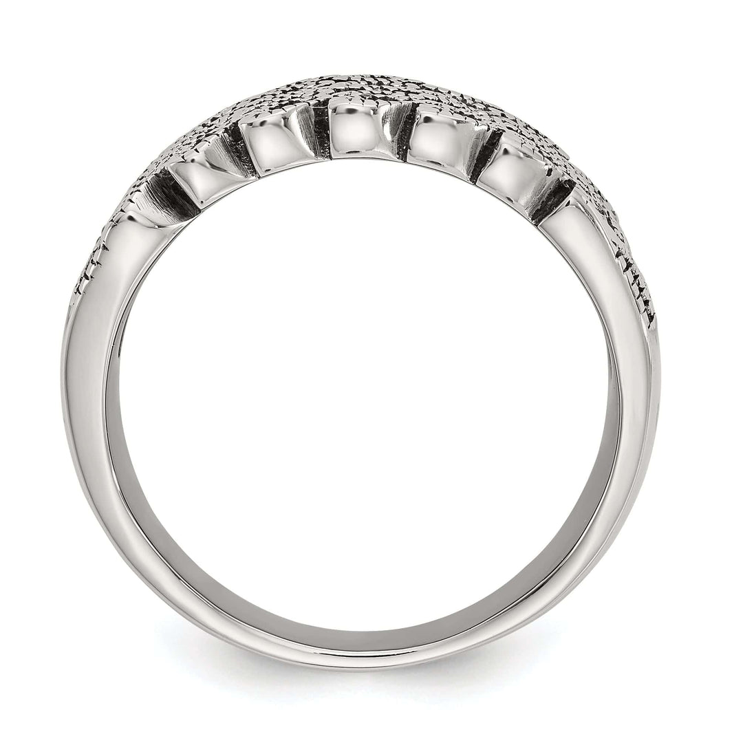 Chisel Ring Stainless Steel Polish Antiqued Marcasite Ring