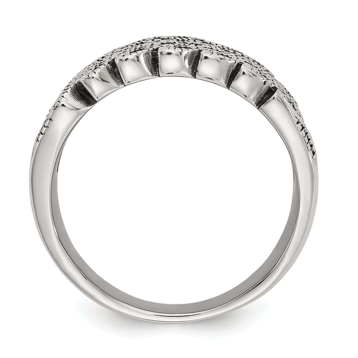 Chisel Ring Stainless Steel Polish Antiqued Marcasite Ring