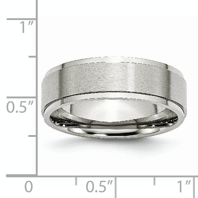 Bridal Ring Stainless Steel Ridged Edge 7MM Ring