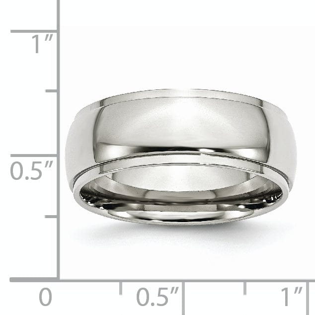 Bridal Ring Stainless Steel Ridged Edge 8MM Unisex Ring