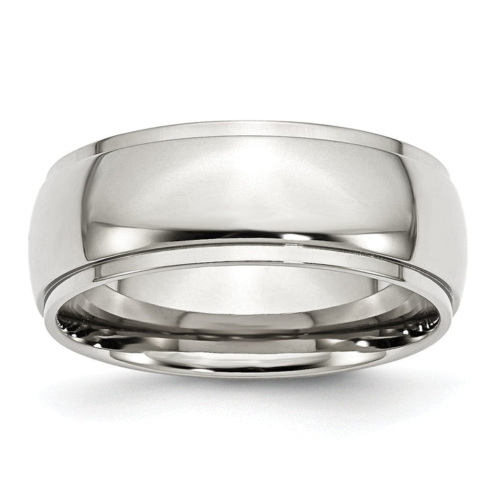 Bridal Ring Stainless Steel Ridged Edge 8MM Unisex Ring
