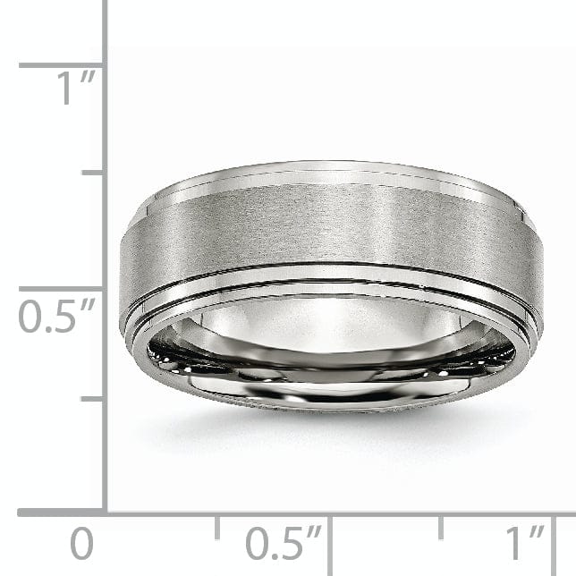Bridal Ring Stainless Steel Satin Polished Ridged edge Band
