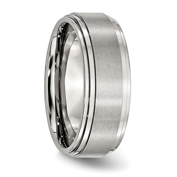 Bridal Ring Stainless Steel Satin Polished Ridged edge Band
