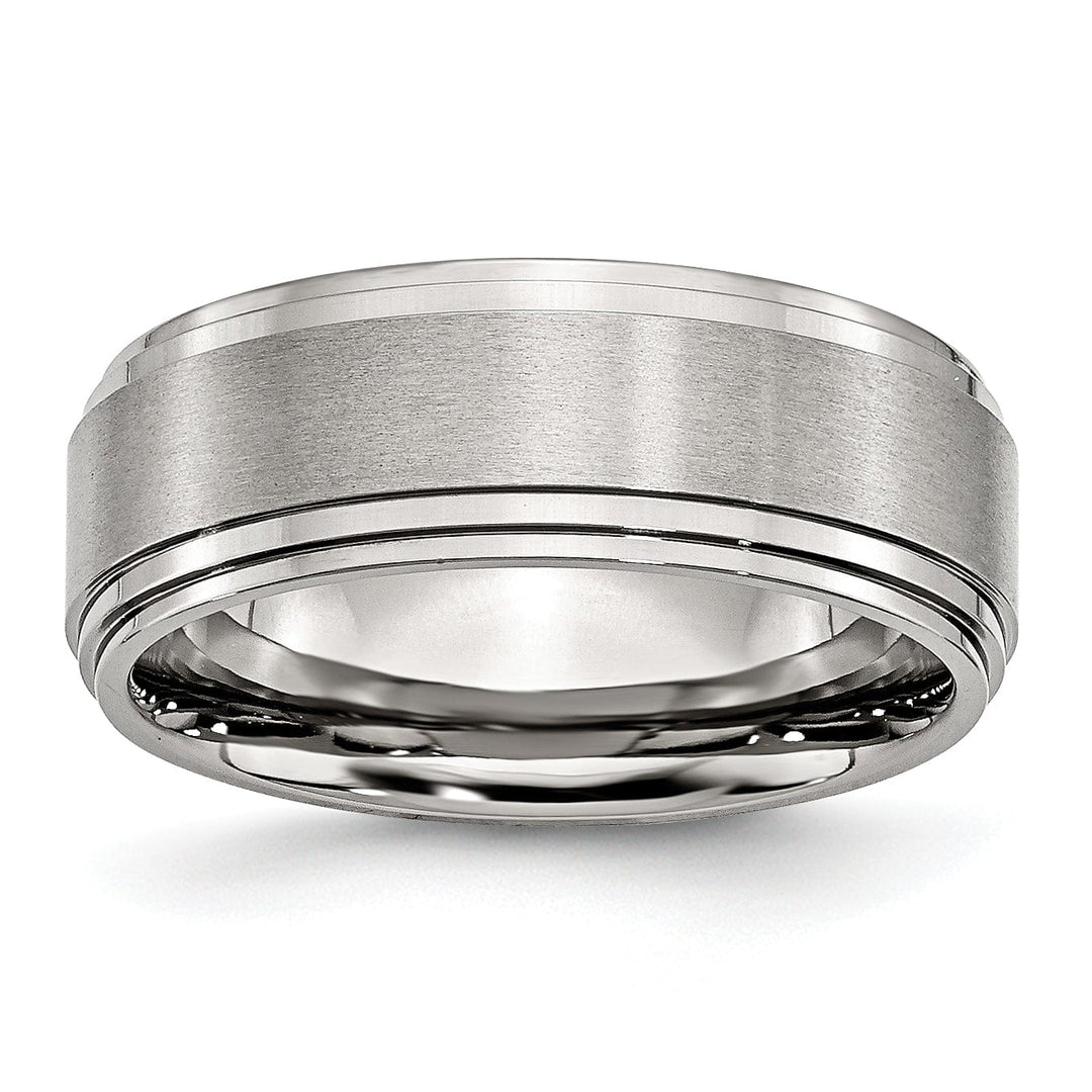 Bridal Ring Stainless Steel Satin Polished Ridged edge Band