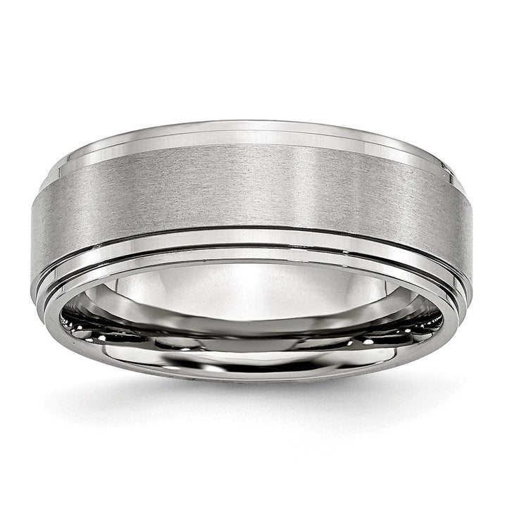 Bridal Ring Stainless Steel Satin Polished Ridged edge Band