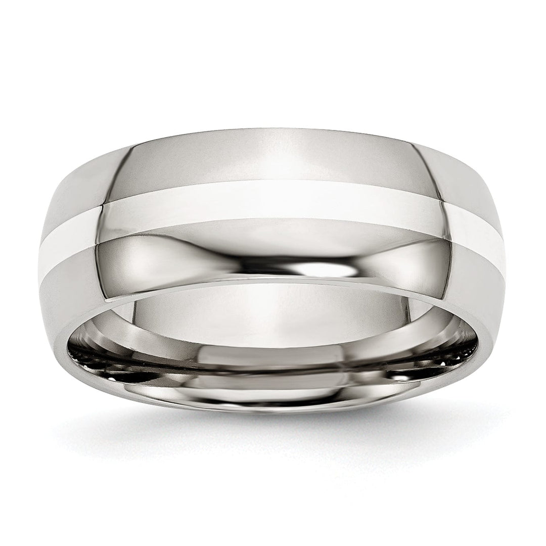 Bridal Ring Stainless Steel Silver Inlay 6MM Unisex Ring