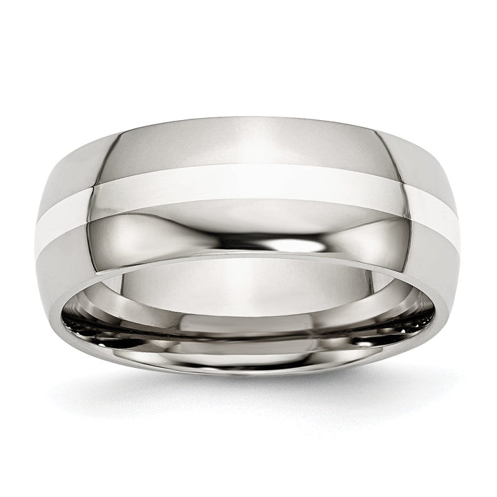 Bridal Ring Stainless Steel Silver Inlay 6MM Unisex Ring