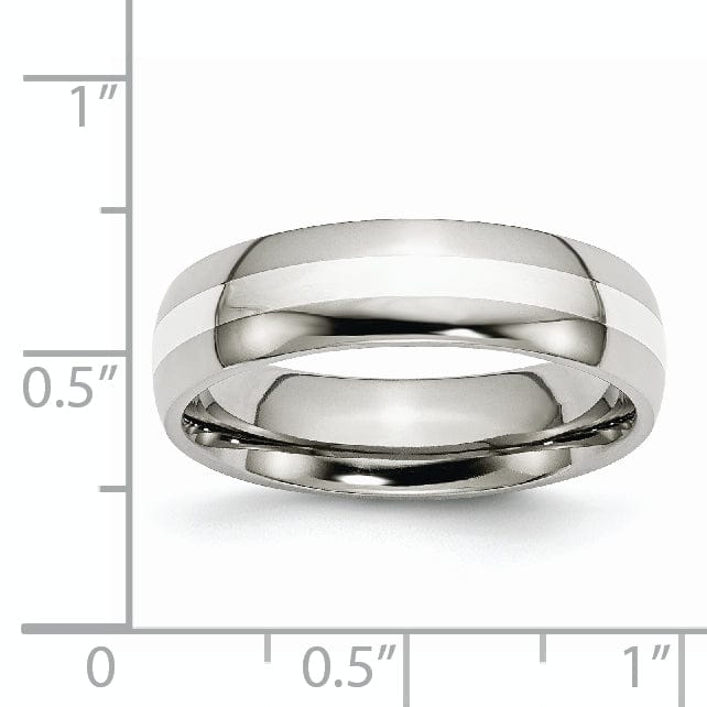Bridal Ring Stainless Steel Silver Inlay 6MM Unisex Ring