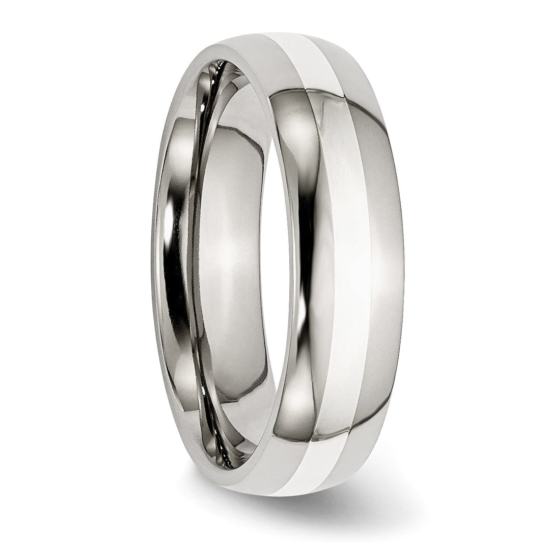 Bridal Ring Stainless Steel Silver Inlay 6MM Unisex Ring