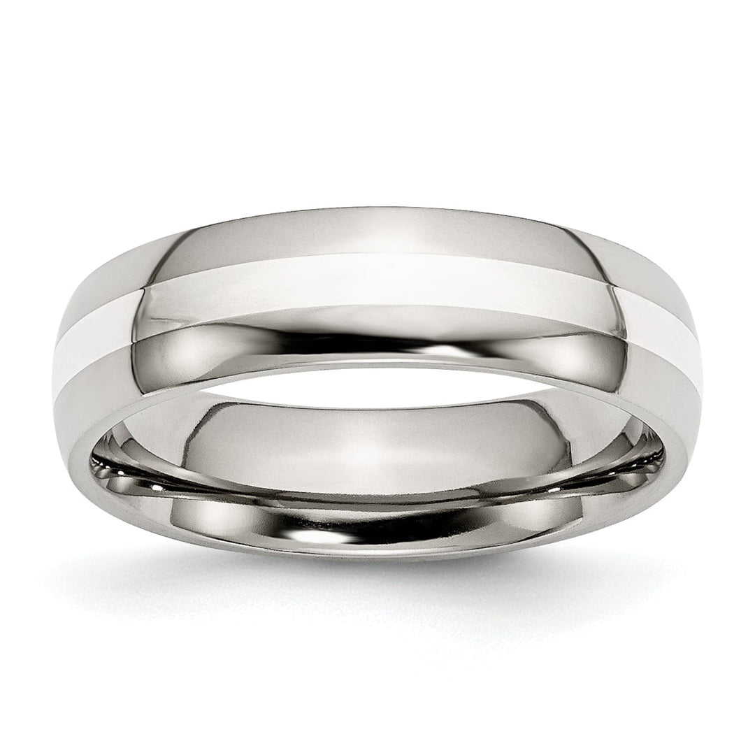 Bridal Ring Stainless Steel Silver Inlay 6MM Unisex Ring