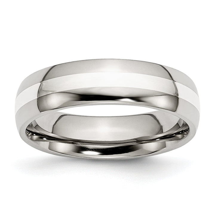 Bridal Ring Stainless Steel Silver Inlay 6MM Unisex Ring