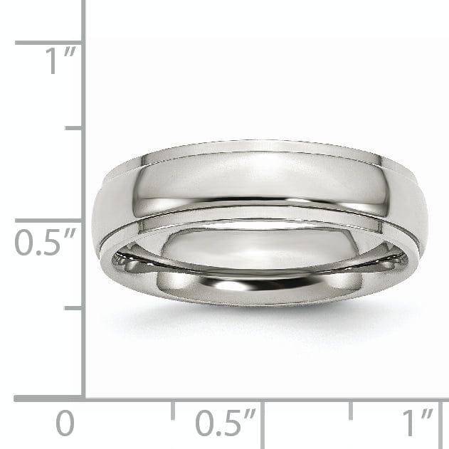 Bridal Ring Stainless Steel Unisex Ridged Edge 6MM Ring