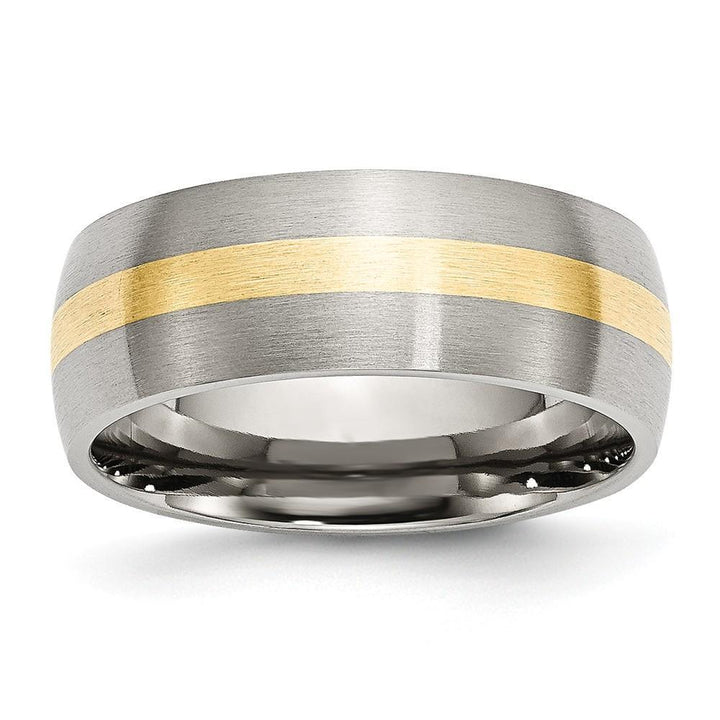 Bridal Ring Stainless Steel Unisex Ring, 6 Stainless Steel 14k Gold Inlay 8MM Satin Band