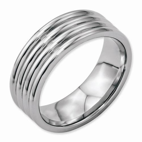 Bridal Ring Stainless Steel Unisex Ring, 6 Stainless Steel Grooved 8MM Polished Band