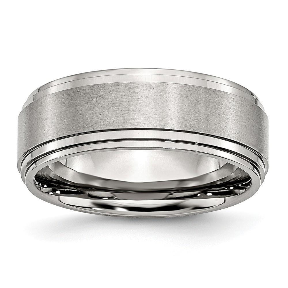 Bridal Ring Stainless Steel Unisex Ring, 6 Stainless Steel Satin Polished Ridged edge Band