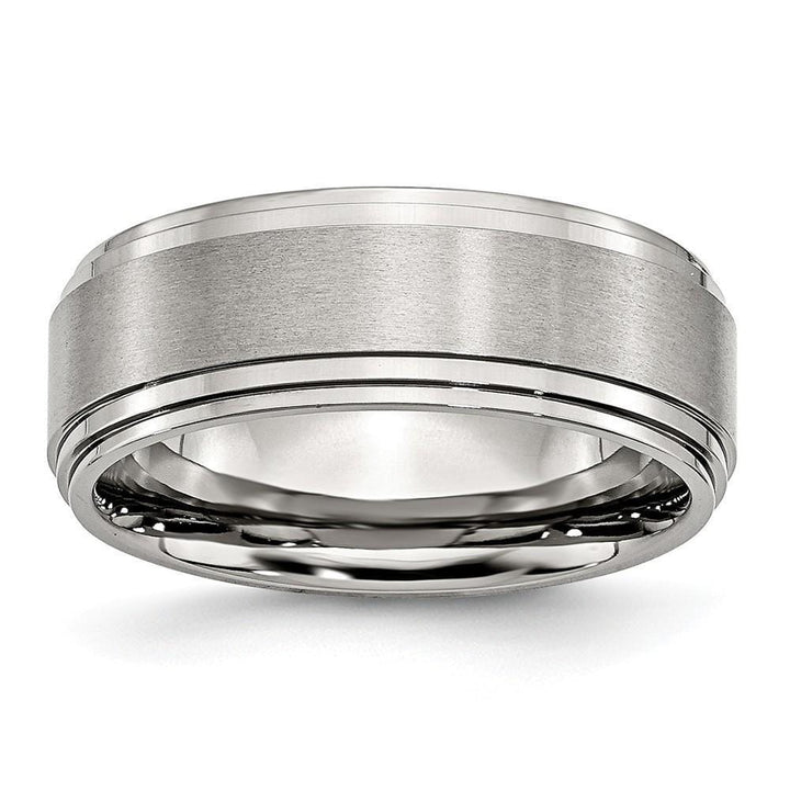 Bridal Ring Stainless Steel Unisex Ring, 6 Stainless Steel Satin Polished Ridged edge Band