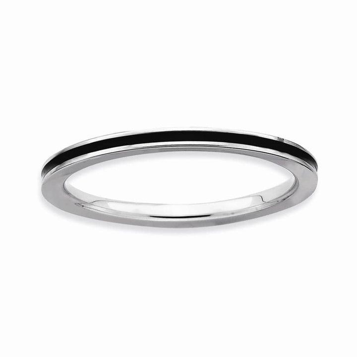 Stackable Expressions Ring Sterling Silver Black Enameled 1.5MM Ring