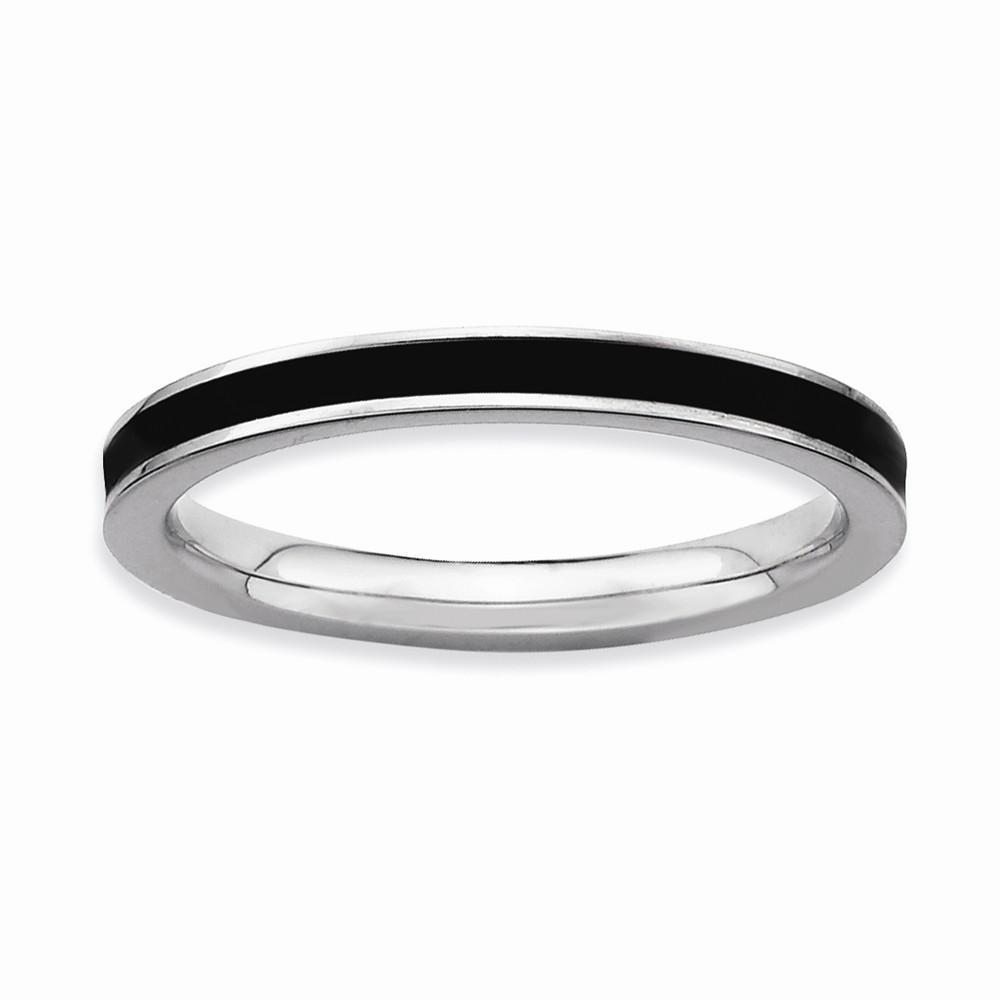 Stackable Expressions Ring Sterling Silver Black Enameled 2.25MM Ring