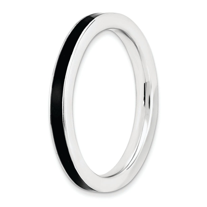 Stackable Expressions Ring Sterling Silver Black Enameled 2.25MM Ring