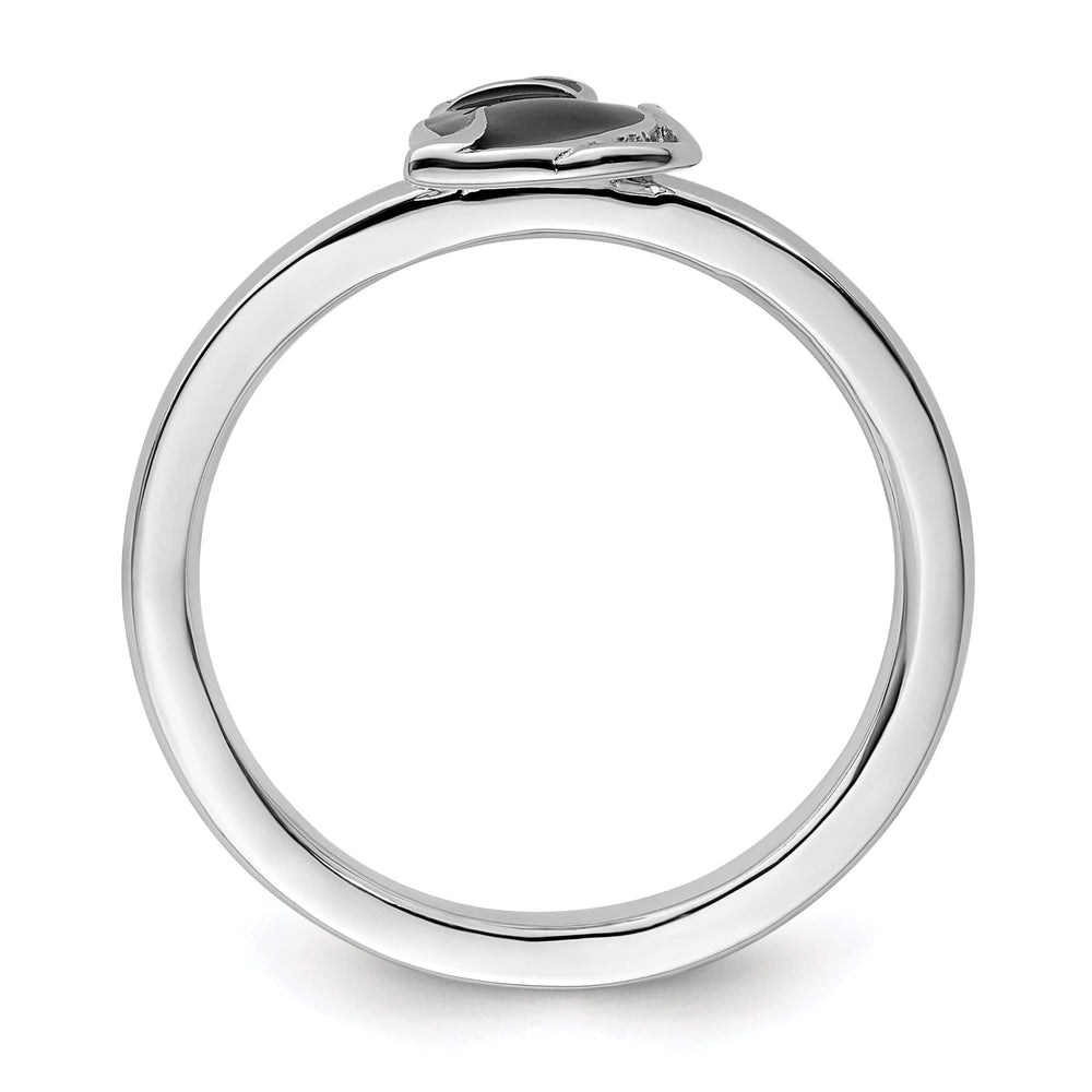 Stackable Expressions Ring Sterling Silver Black Enameled Cat Ring