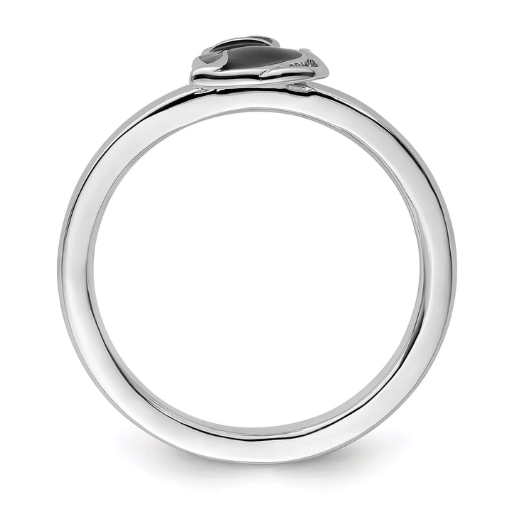 Stackable Expressions Ring Sterling Silver Black Enameled Cat Ring