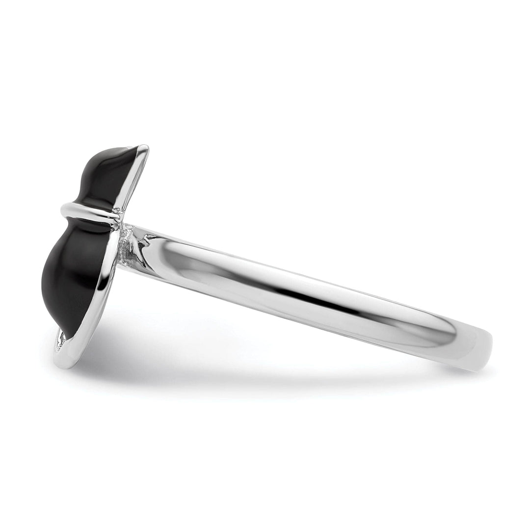 Stackable Expressions Ring Sterling Silver Black Enameled Cat Ring
