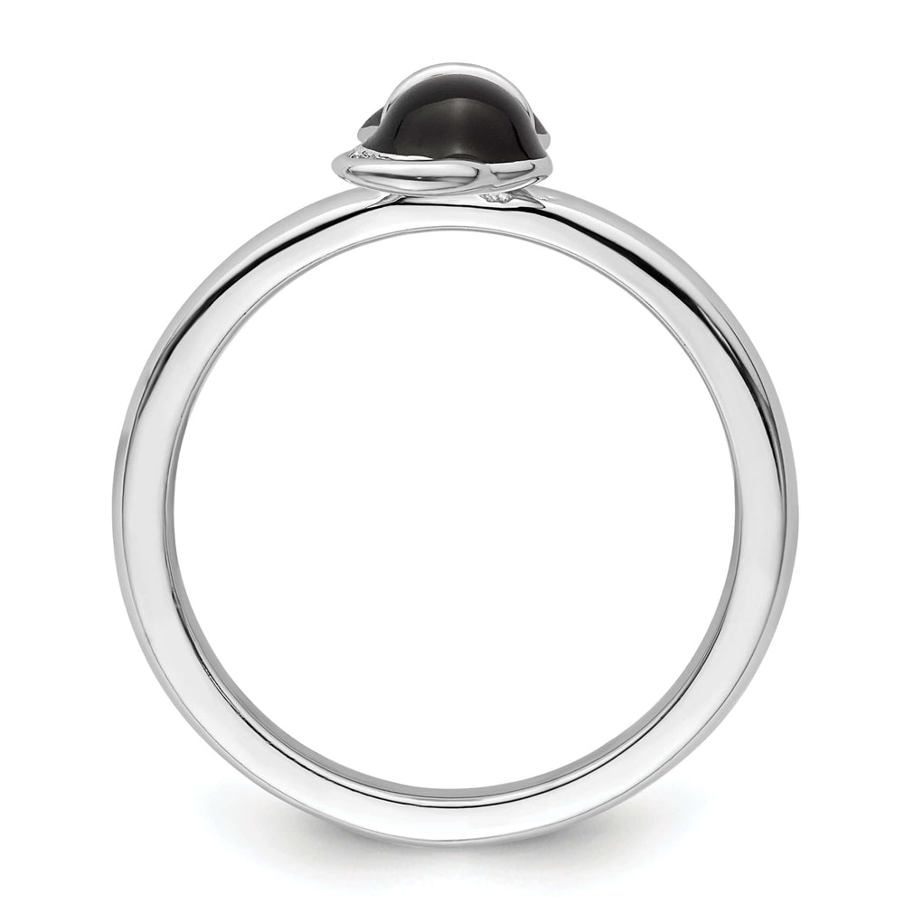 Stackable Expressions Ring Sterling Silver Black Enameled Cat Ring