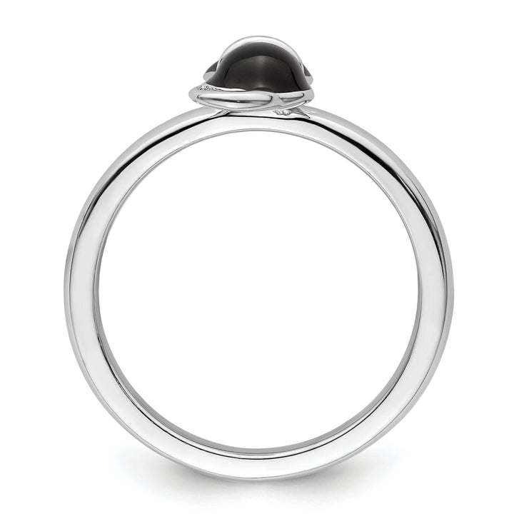 Stackable Expressions Ring Sterling Silver Black Enameled Cat Ring